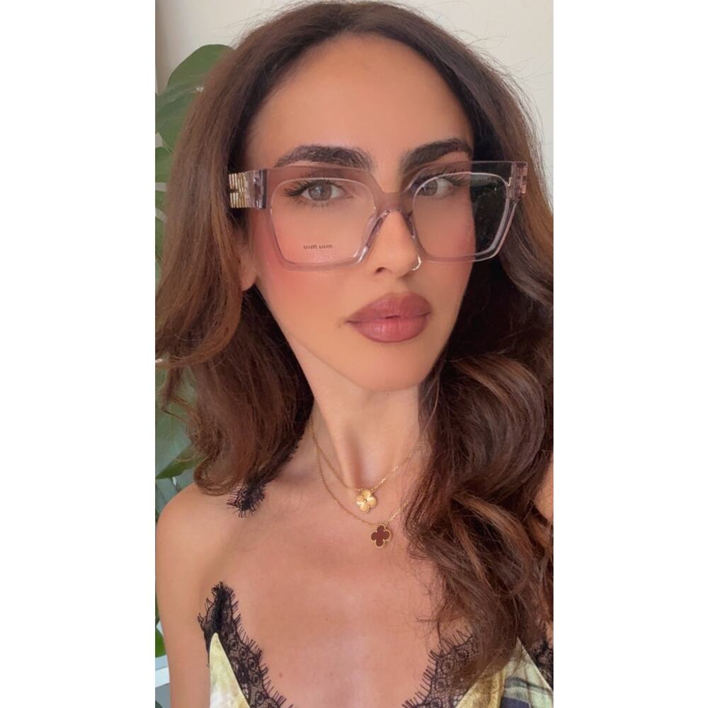 NEW Miu Miu MU04UV Oversized Square Eyeglasses in Pink - Picture 2 of 7